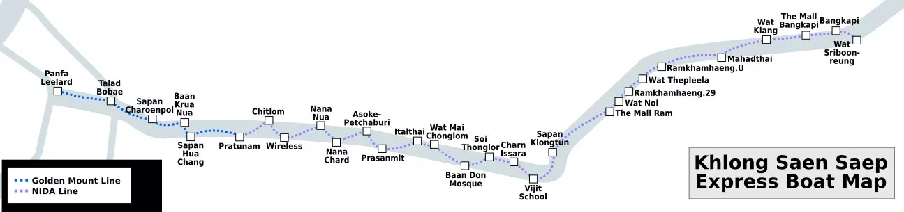 空盛桑运河快船线路图（不含2022年开行的Electric Boat Line） (Source: Globe-trotter)